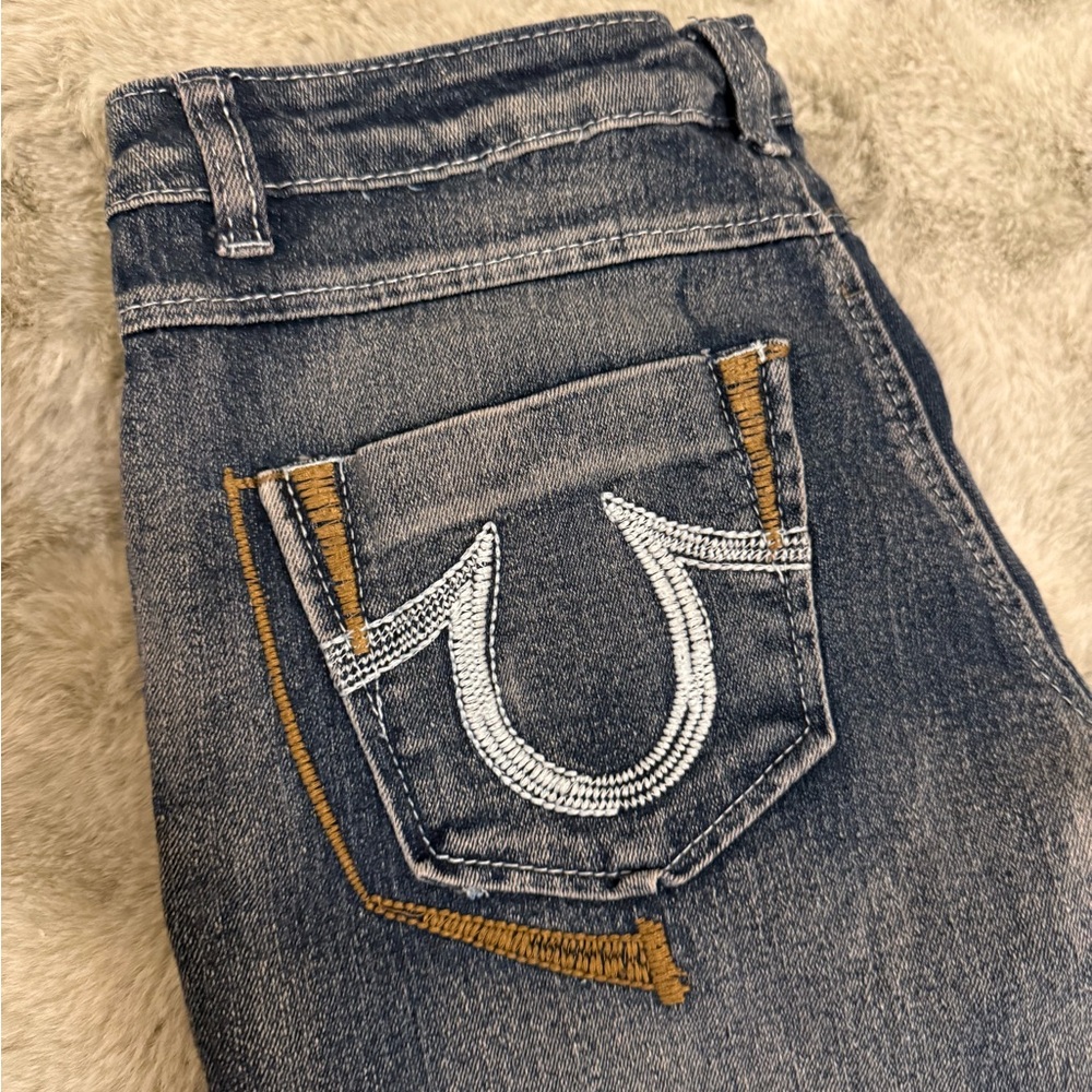 True Religion Blue Jeans with Distinctive Stitching